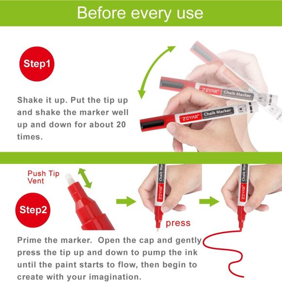 Liquid Chalk Marker Set‎ – 24 Colors, Fine Tip Wet Erase Pens Chalkboards, Glass - Picture 6 of 7